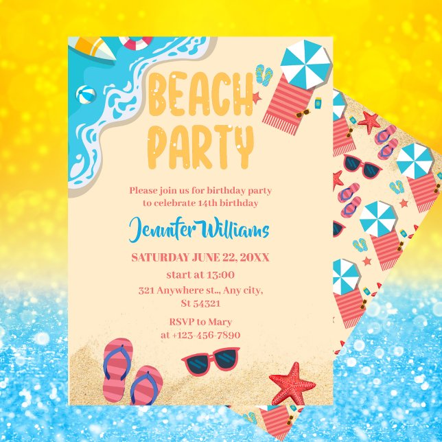 Invitación Fiesta de verano | Fiesta de cumpleaños de playa (Subido por el creador)