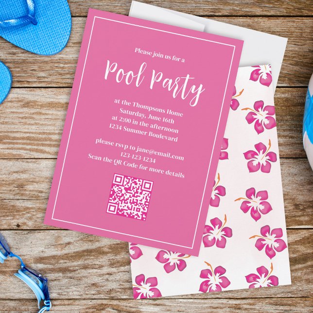 Invitación Fiesta de verano floral tropical rosa (Subido por el creador)