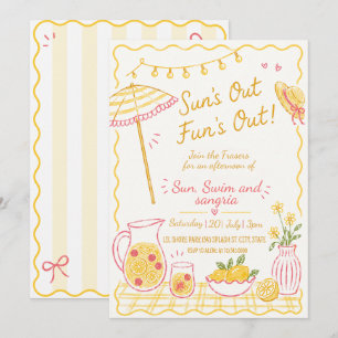 Invitación Fiesta de Verano Hand Drawn Sun's Out Fun's Out