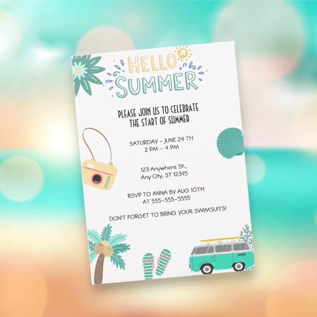 Invitación fiesta de verano hola  (Subido por el creador)