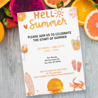 Invitación fiesta de verano hola