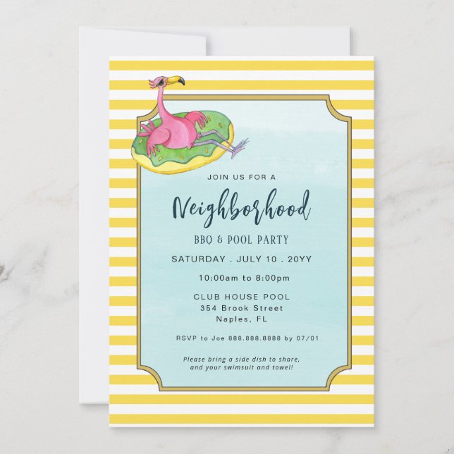 Invitación Fiesta de verano junto a la piscina (Anverso)