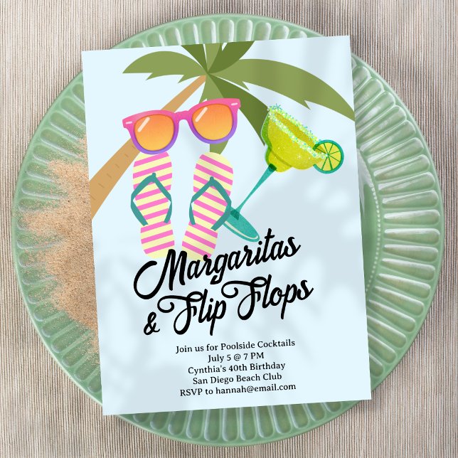 Invitación Fiesta de verano Margaritas y chanclas (Subido por el creador)