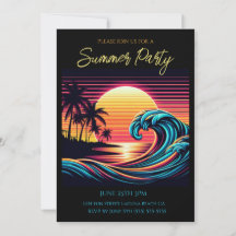 Fiesta de verano - Ola de surf retro al atardecer