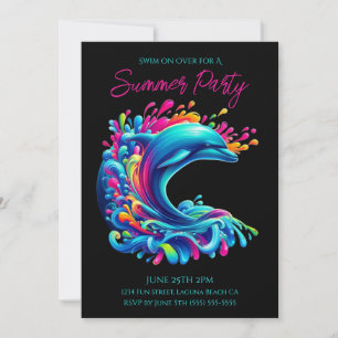 Invitación Fiesta de verano-paleta de delfín colorido-