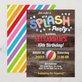 Invitación Fiesta de verano para niños con salpicaduras de ag