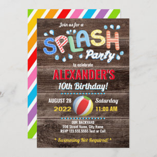 Invitación Fiesta de verano para niños con salpicaduras de ag