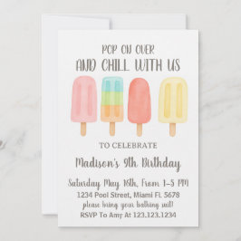 Invitación Fiesta de verano para niños de popsicle cute
