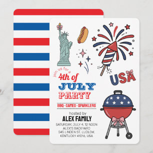 Invitación Fiesta de Verano Parrillada de Fuegos Artificiales