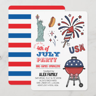 Invitación Fiesta de Verano Parrillada de Fuegos Artificiales