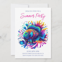 Invitación Fiesta de verano - Pescado colorido