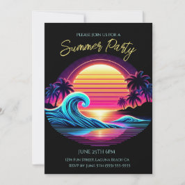 Invitación Fiesta de verano - Resplandor de fondo de marea so