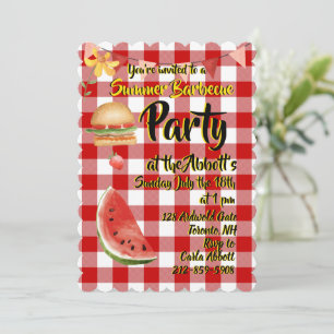 Invitación Fiesta de verano rojo y blanco