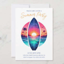 Invitación Fiesta de verano - Surfboard en el atardecer