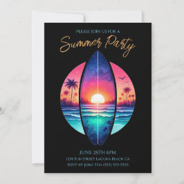 Invitación Fiesta de verano - Surfboard en el atardecer