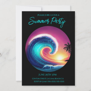 Invitación Fiesta de verano - Surfing a Big Wave-