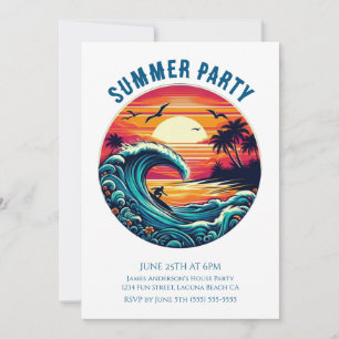Invitación Fiesta de verano - Surfista retro