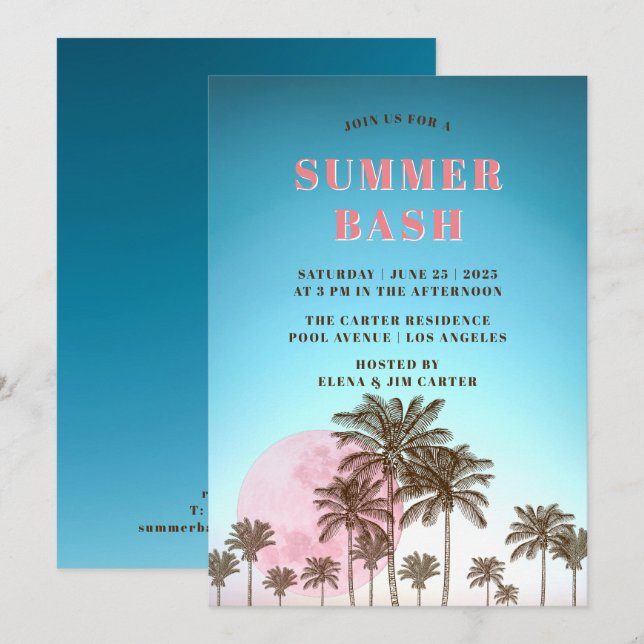 INVITACIÓN FIESTA DE VERANO TROPICAL (Anverso / Reverso)