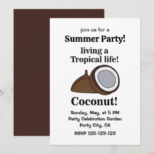 Invitación Fiesta de verano tropical de frutas de coco