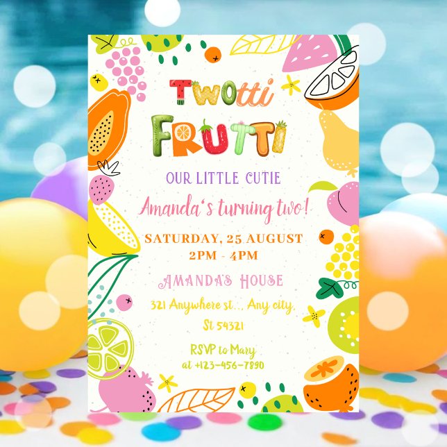 Invitación Fiesta de verano Twotti Frutti para Chicas Cumplea (Subido por el creador)