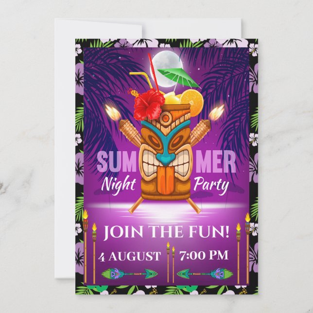 Invitación Fiesta de Verano - Ver al Dorso (Reverso)