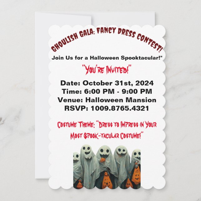 Invitación Fiesta de vestido de novia de Halloween para niños (Anverso)