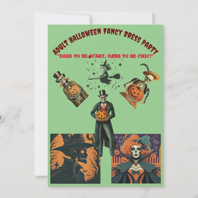 Invitación Fiesta de Vestidos de Adultos de Halloween (Anverso)