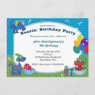 Invitación Fiesta de vestuario de Bash de cumpleaños de Dinos