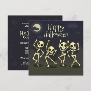 Invitación Fiesta de vestuario de esqueletos bailarines   Inv