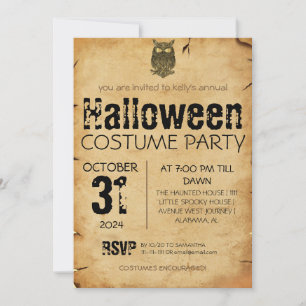 Invitación Fiesta de vestuario gótico de Halloween vintage de