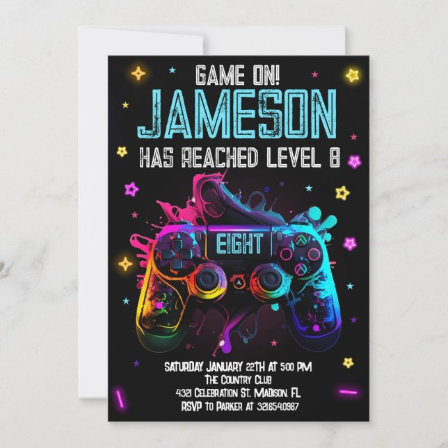 Invitación Fiesta de videojuego Birthday Boy Gamer (Anverso)
