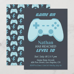 Invitación Fiesta de videojuegos por el décimo cumpleaños de 
