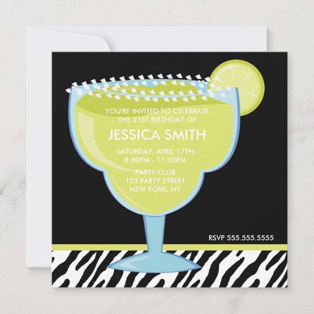 Invitación Fiesta de vidrio Margarita (Anverso)