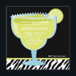 Invitación Fiesta de vidrio Margarita<br><div class="desc">Comience su bash de cumpleaños con estilo enviando estas invitaciones de fiesta de moda con una margarita helada en un fondo de estampado de cebra. Art © ILUSTRACIONES JW</div>