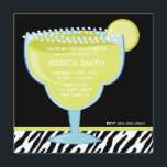 Invitación Fiesta de vidrio Margarita<br><div class="desc">Comience su bash de cumpleaños con estilo enviando estas invitaciones de fiesta de moda con una margarita helada en un fondo de estampado de cebra. Art © ILUSTRACIONES JW</div>