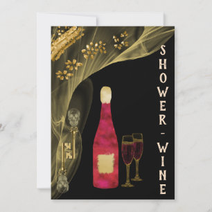 Invitación Fiesta de vino con brillo de calavera dorada de Ha