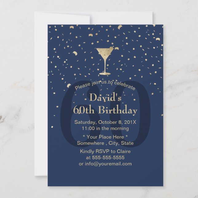 Invitación Fiesta de vino de cumpleaños número 60 de la Marin (Anverso)