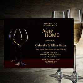 Invitación Fiesta de Vino Moderno de Oro Negro Calentador de 