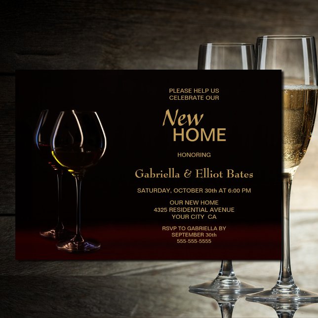 Invitación Fiesta de Vino Moderno de Oro Negro Calentador de  (Subido por el creador)