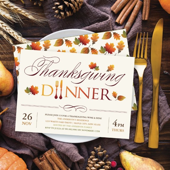 Invitación Fiesta de vino y cena de Acción de Gracias (Subido por el creador)
