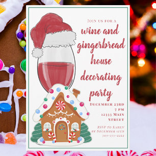 Invitación Fiesta de vino y decoración de casas de jengibre p