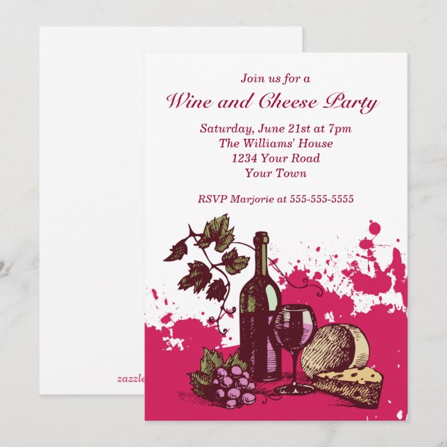 Invitación Fiesta de vino y queso (Anverso / Reverso)