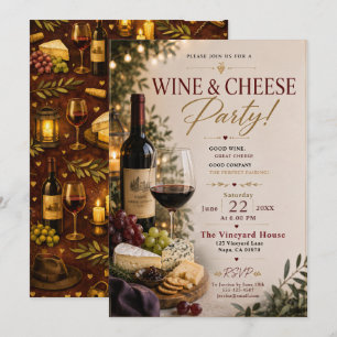 Invitación Fiesta de Vino y Queso