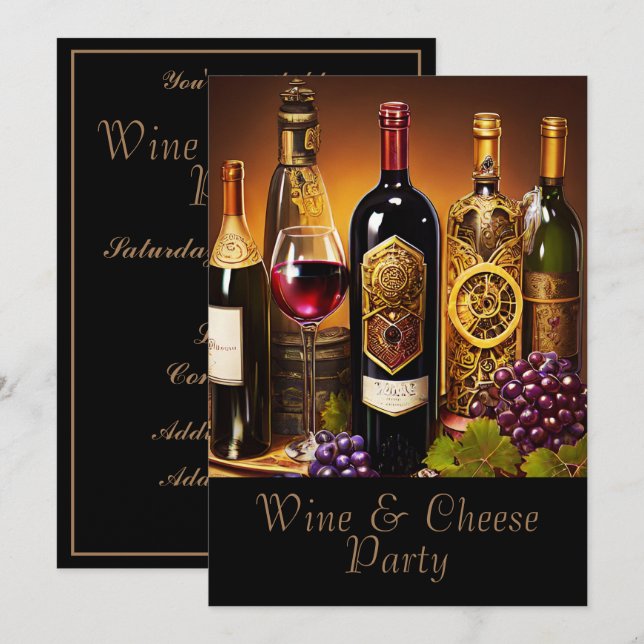 Invitación Fiesta de vino y queso 2 (Anverso / Reverso)