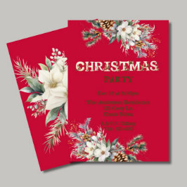 Invitación Fiesta de Vintage Red and Gold Greenerenery Navida