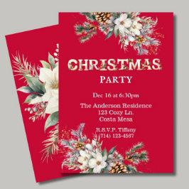 Invitación Fiesta de Vintage Red and White Greenerenery Navid