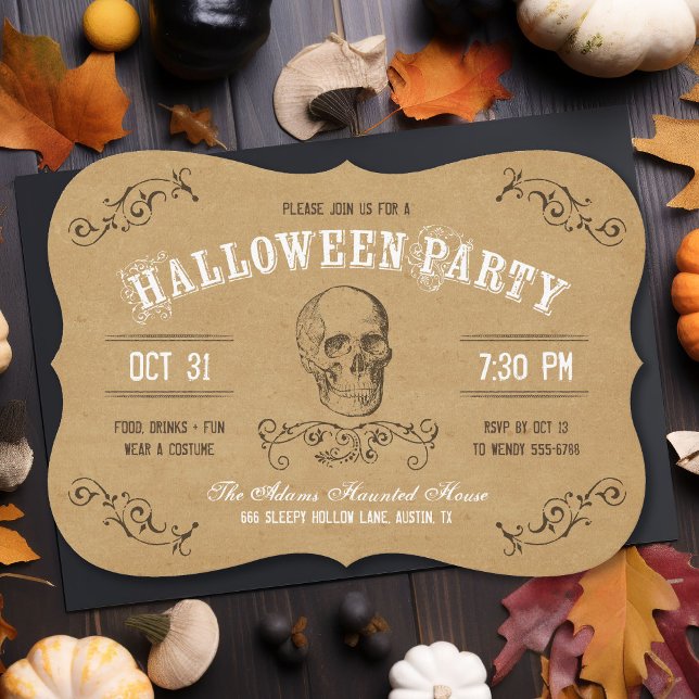 Invitación Fiesta de vintage Skull Halloween (Subido por el creador)
