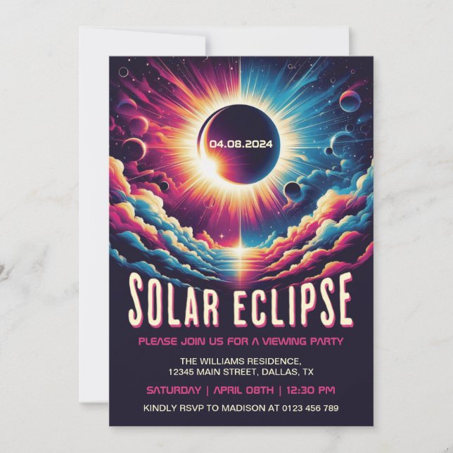 Invitación Fiesta de visualización de eclipse solar (Anverso)