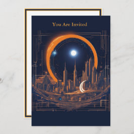 Invitación Fiesta de visualización de eclipse solar con Citys
