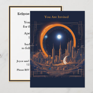 Invitación Fiesta de visualización de eclipse solar con Citys